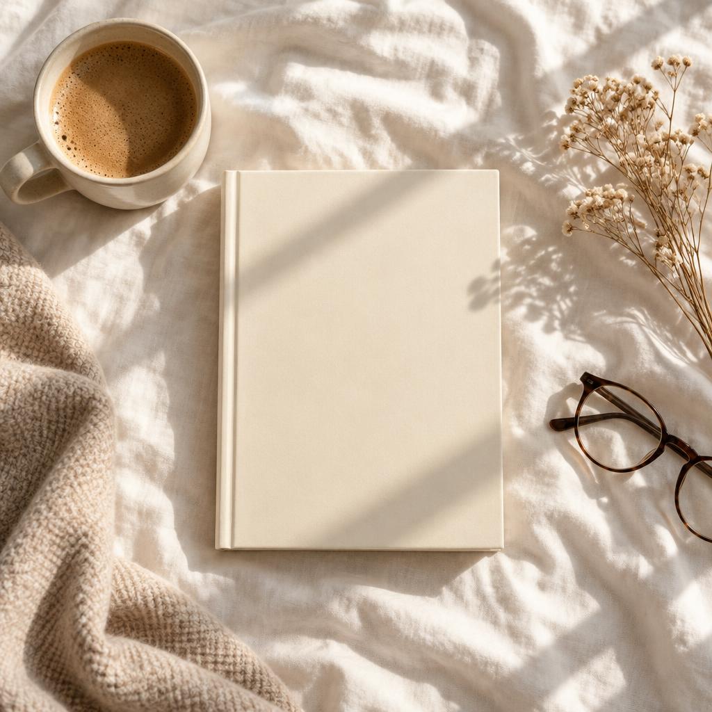 Understand Your Self on linen bedsheets with morning coffee